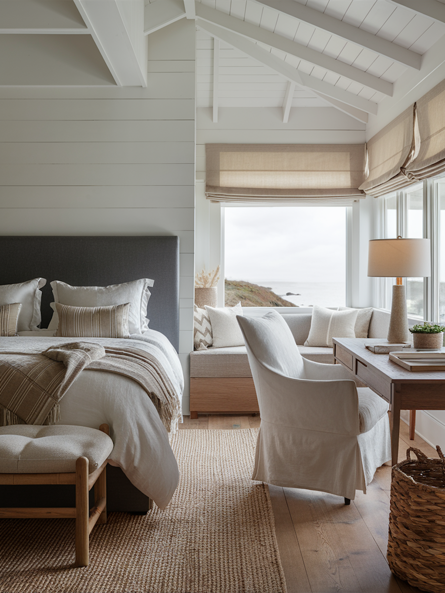 a bright and open coastal bedroom
