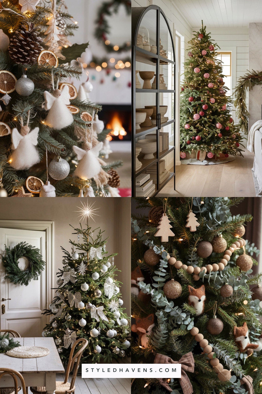 collage of beautiful Christmas trees