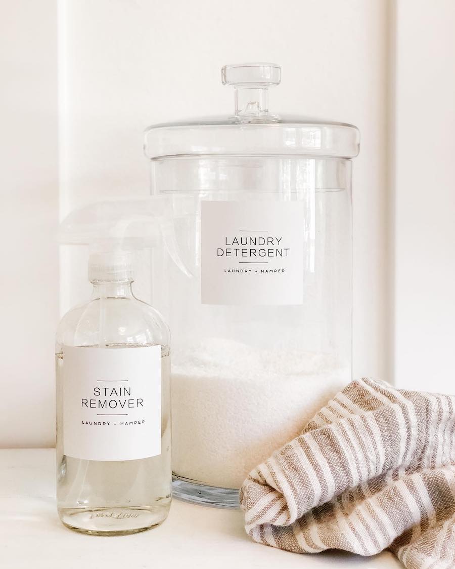 glass containers used for laundry room organization