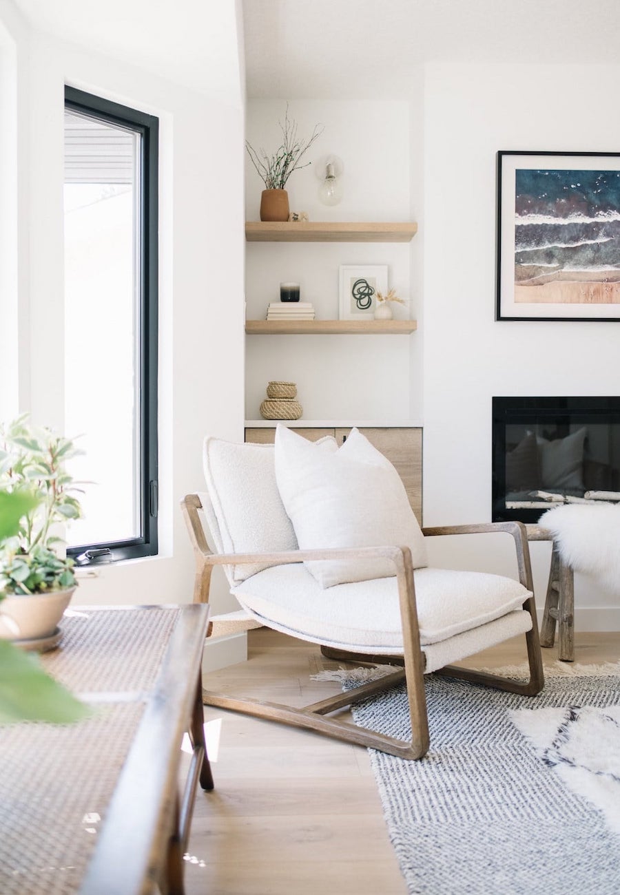 a coastal themed organic modern living room