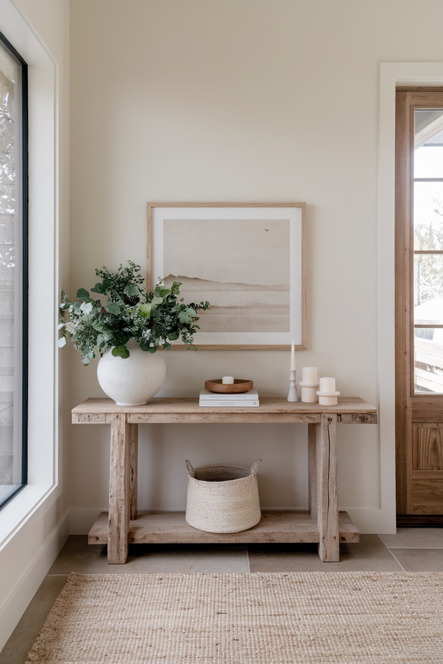 an entryway with coastal flair